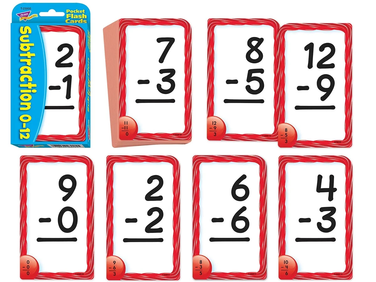 Subtraction 0-12 Pocket Flash Cards - US 6196