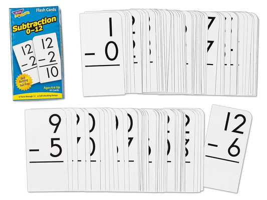 Subtraction 0-12 Flash Cards- 91 Cards - US 4907