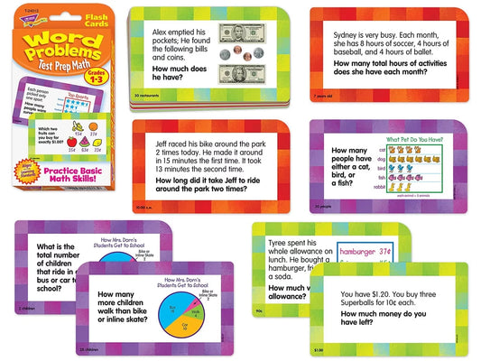 Math Word Problem Flash Cards - Gr. 1-3 - US 3831