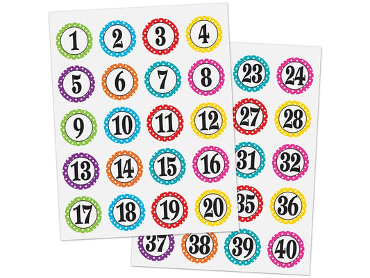 Polka Dot Number Stickers - US 6703