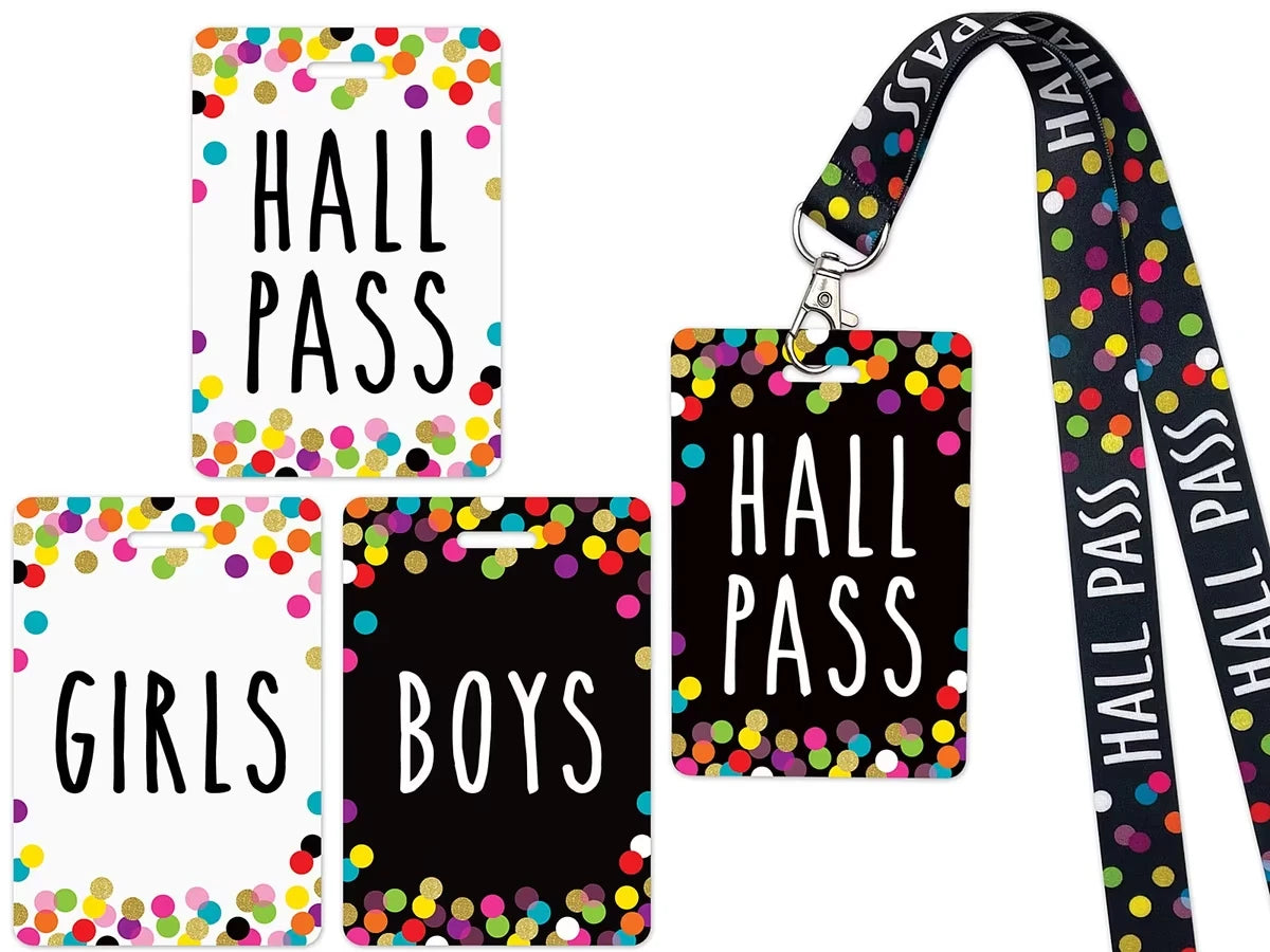 Confetti Student Hall Pass Lanyards - US 9802