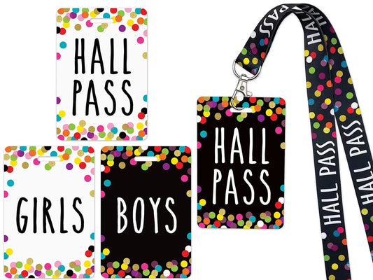 Confetti Student Hall Pass Lanyards - US 9802