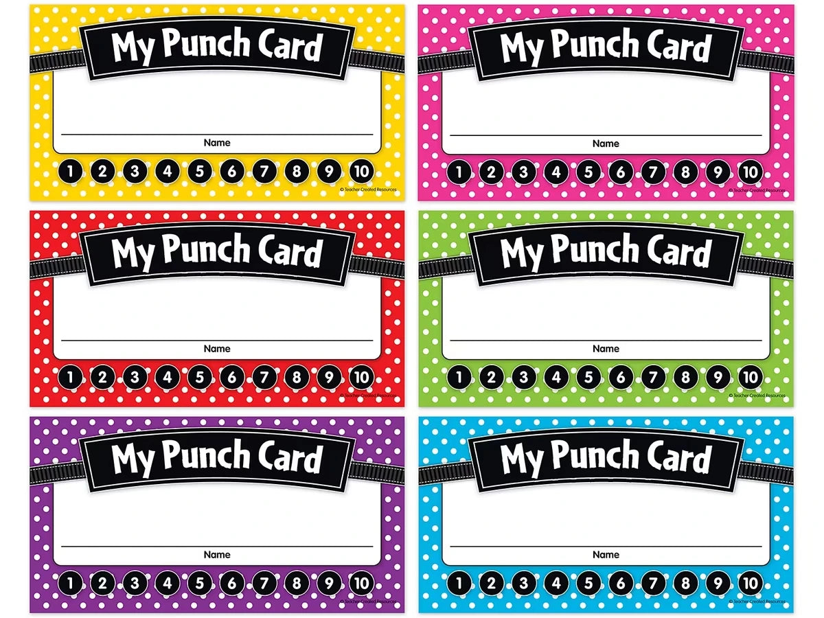 Polka Dot Incentive Punch Cards - US 9353