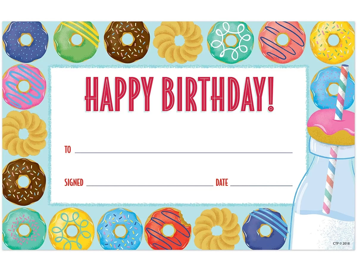 Mid-Century Mod Donut Birthday Certificates - US 4998