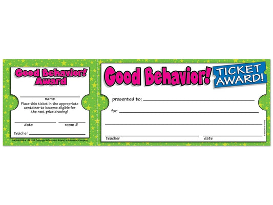 Good Behavior Ticket Awards - US 9868