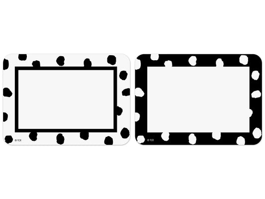 Black & White Painted Dots Name Tags - Variety Pack - US 9058
