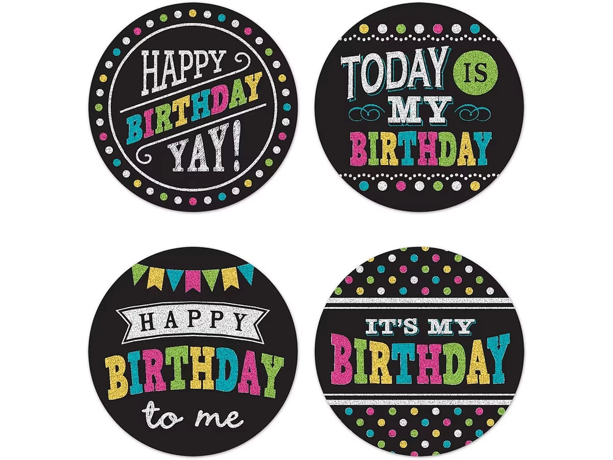 Chalkboard Brights Birthday Badges - Variety Pack - US 6128