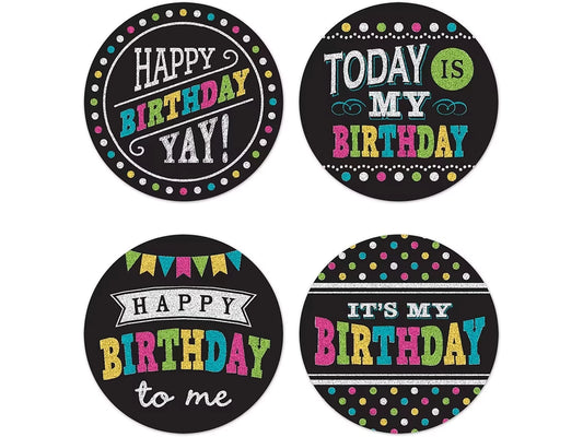 Chalkboard Brights Birthday Badges - Variety Pack - US 6128