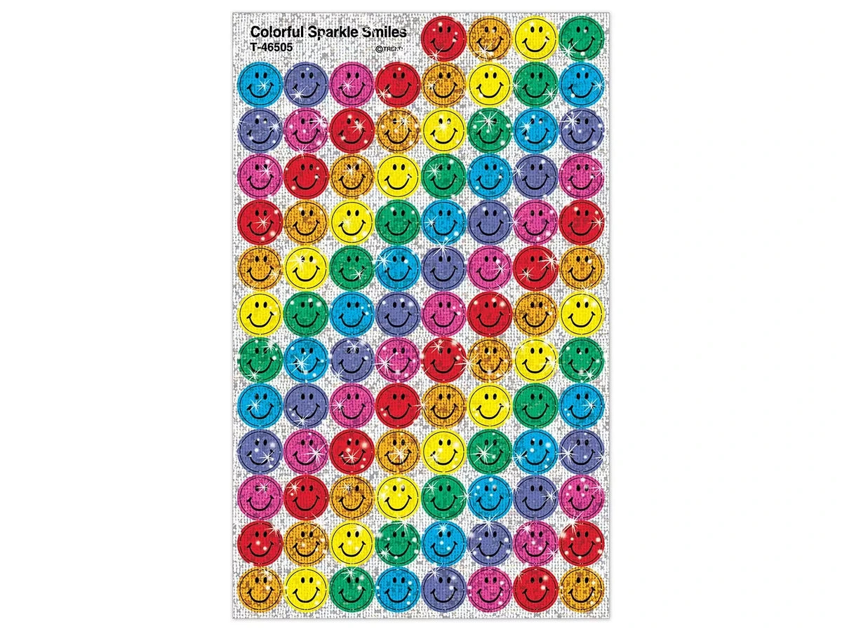 Colorful Sparkle Smiley Face Stickers - US 5921