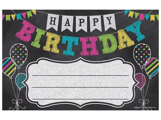 Chalkboard Brights Birthday Certificates - US 5681