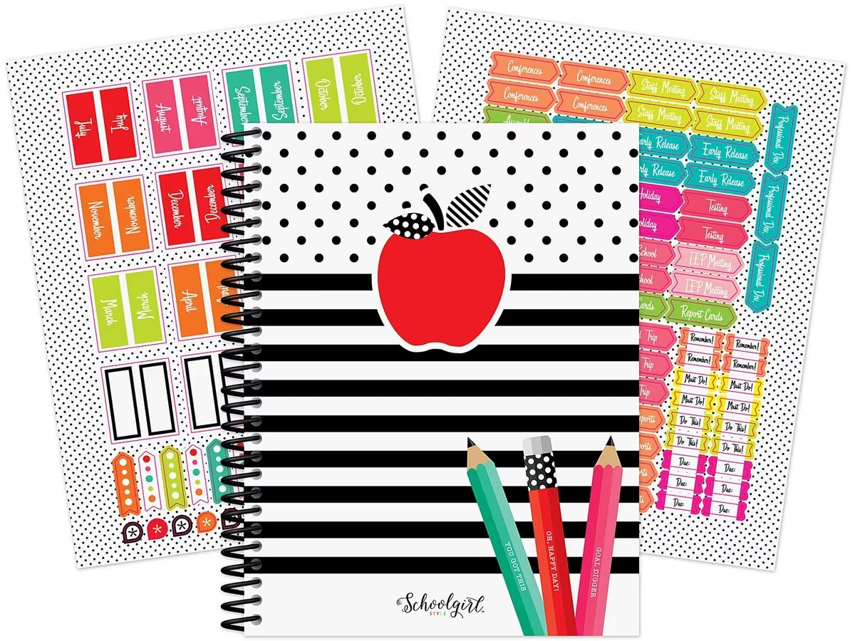Black, White & Stylish Brights Lesson Plan & Record Book - US 9858