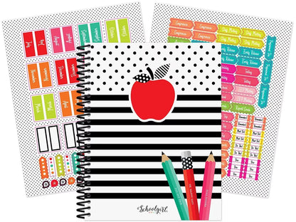 Black, White & Stylish Brights Lesson Plan & Record Book - US 9858