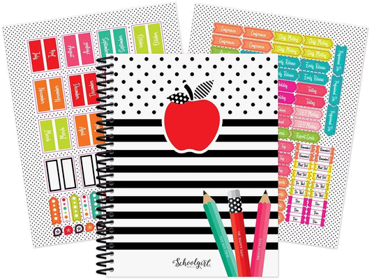Black, White & Stylish Brights Lesson Plan & Record Book - US 9858