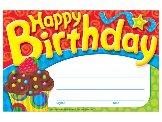 Cupcake Birthday Certificates - US 5236