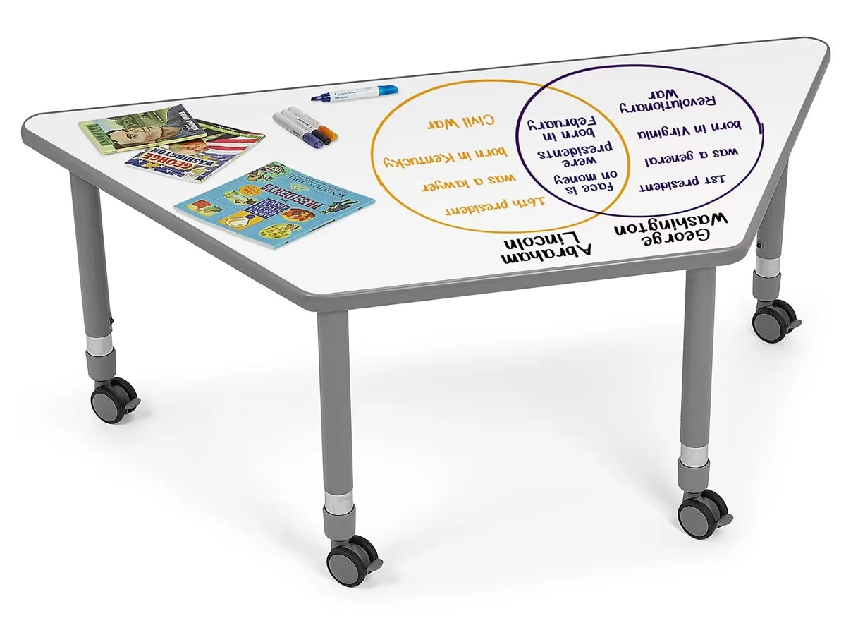 Flex-Space Write & Wipe Mobile Trapezoid Table - US 9307