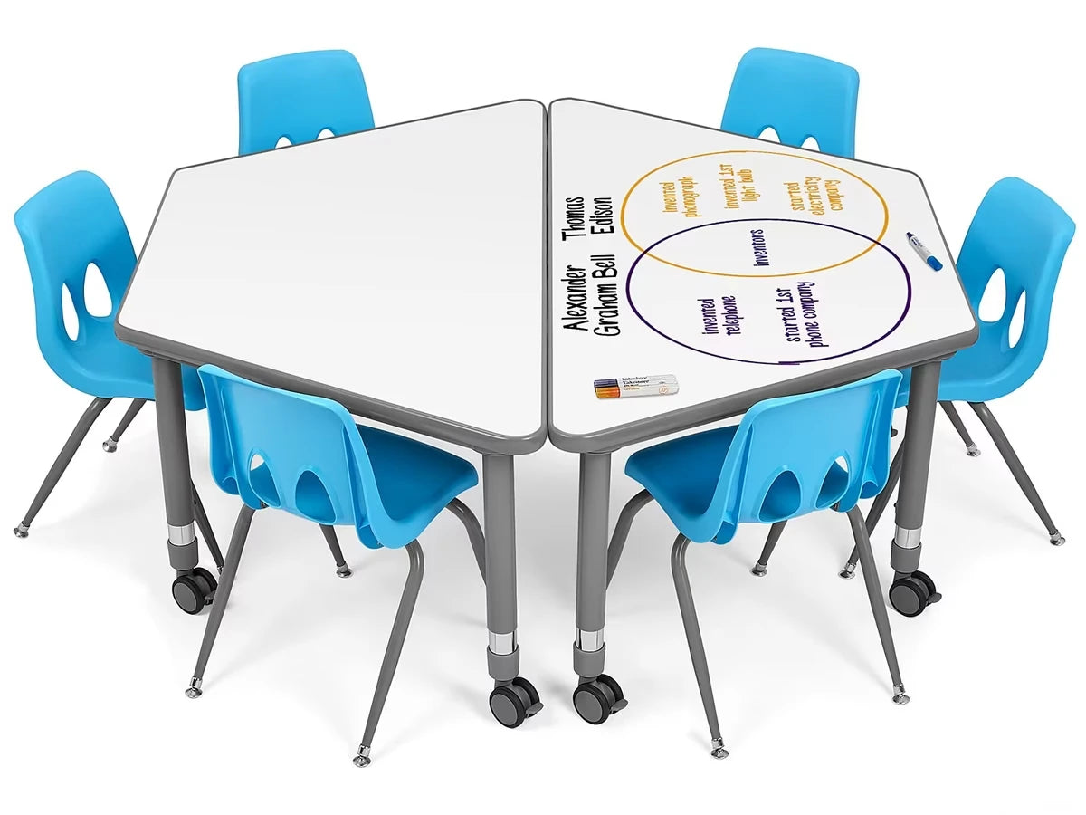 Flex-Space Write & Wipe Mobile Trapezoid Table - US 9307