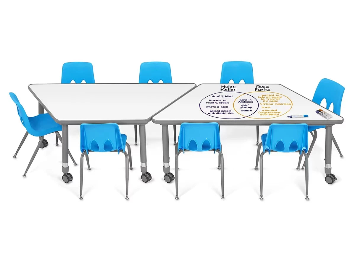 Flex-Space Write & Wipe Mobile Trapezoid Table - US 9307