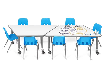 Flex-Space Write & Wipe Mobile Trapezoid Table - US 9307
