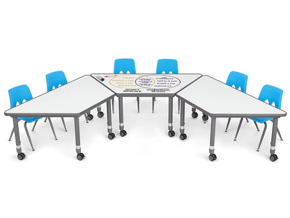 Flex-Space Write & Wipe Mobile Trapezoid Table - US 9307
