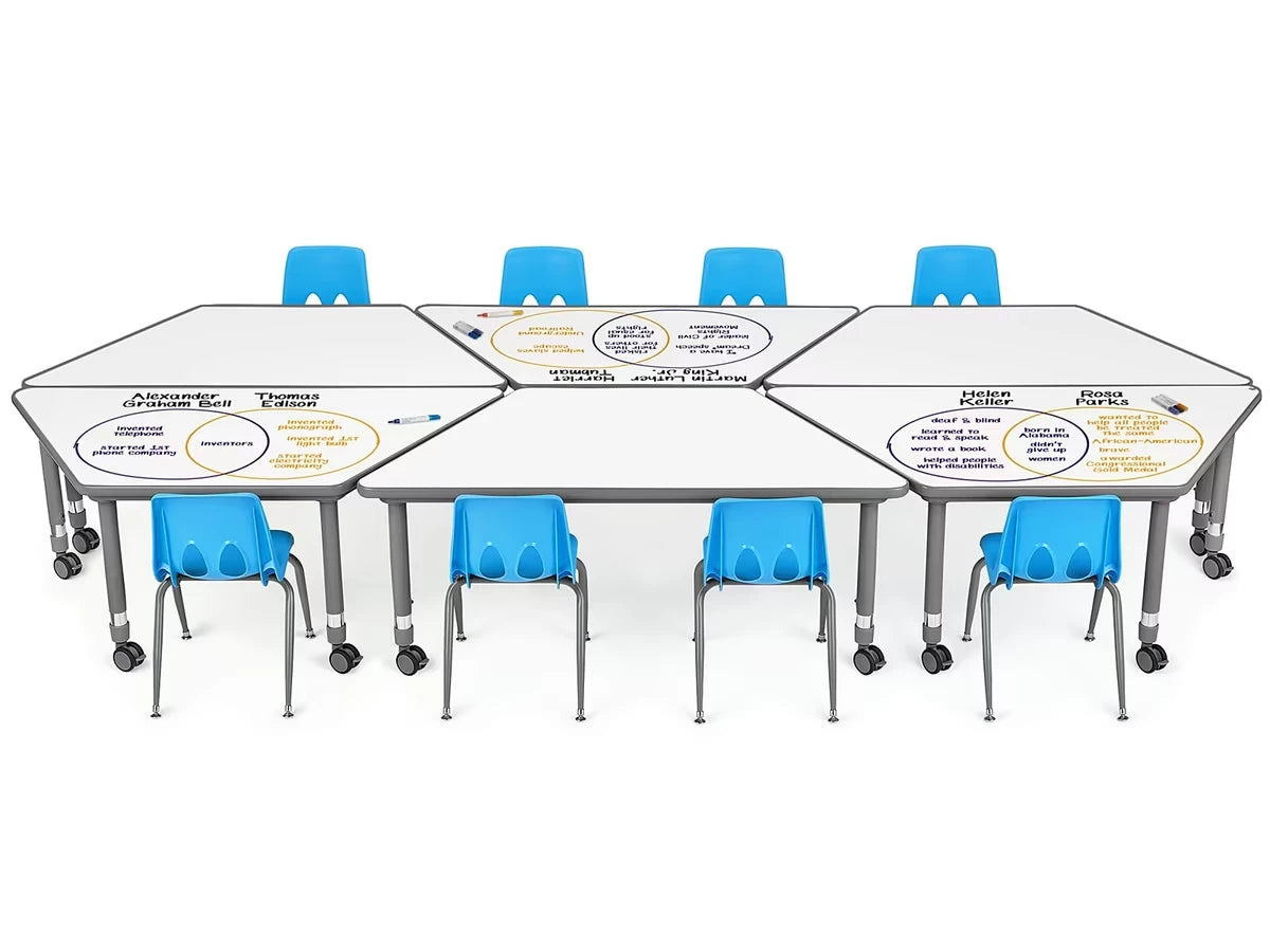 Flex-Space Write & Wipe Mobile Trapezoid Table - US 9307