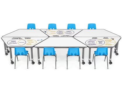 Flex-Space Write & Wipe Mobile Trapezoid Table - US 9307