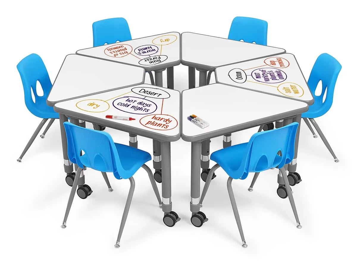 Flex-Space Write & Wipe Mobile Wedge Student Desk - US 7642