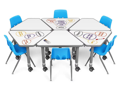 Flex-Space Write & Wipe Mobile Wedge Student Desk - US 7642