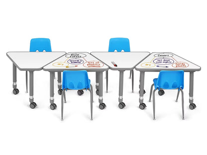 Flex-Space Write & Wipe Mobile Wedge Student Desk - US 7642