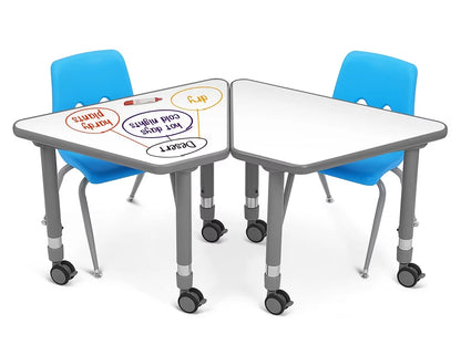 Flex-Space Write & Wipe Mobile Wedge Student Desk - US 7642