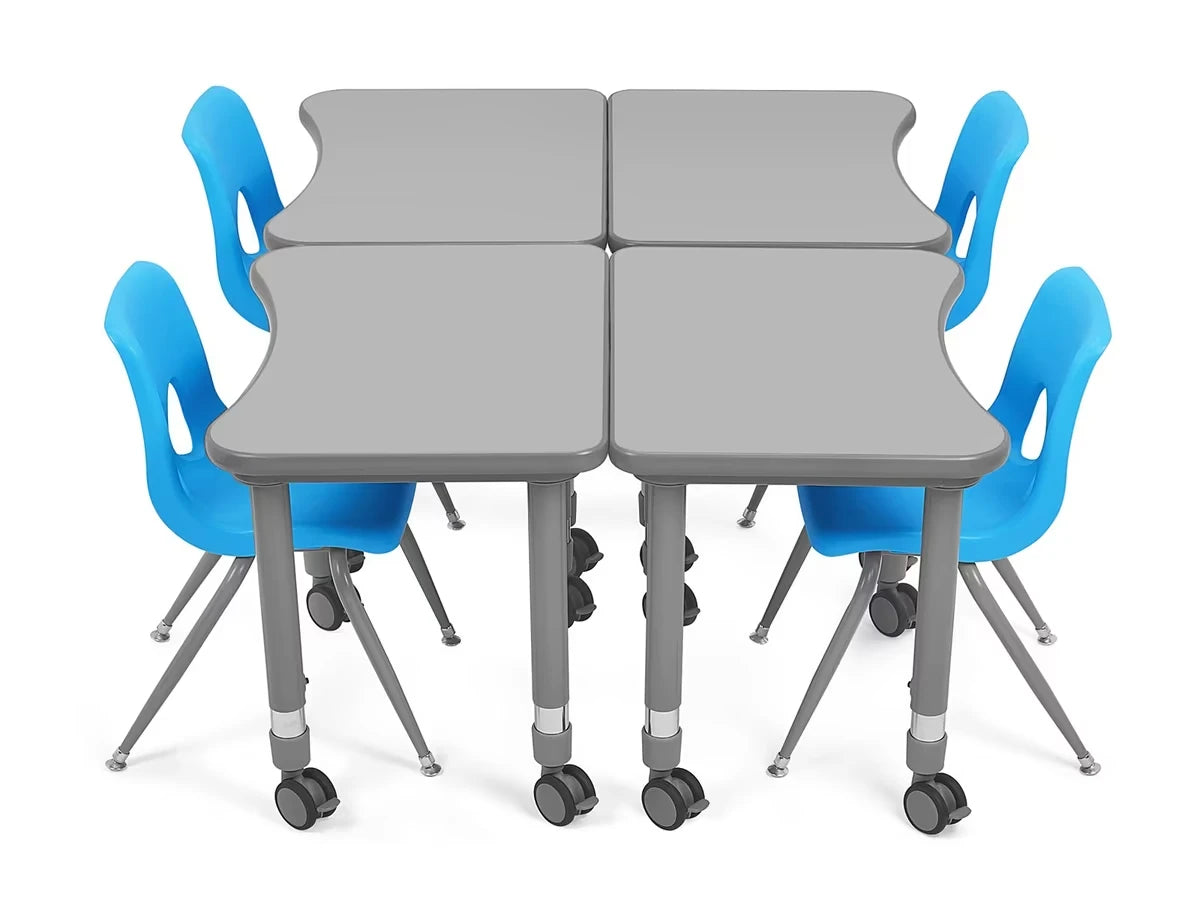 Flex-Space Mobile Student Desk with Book Box - Gray - US 9908