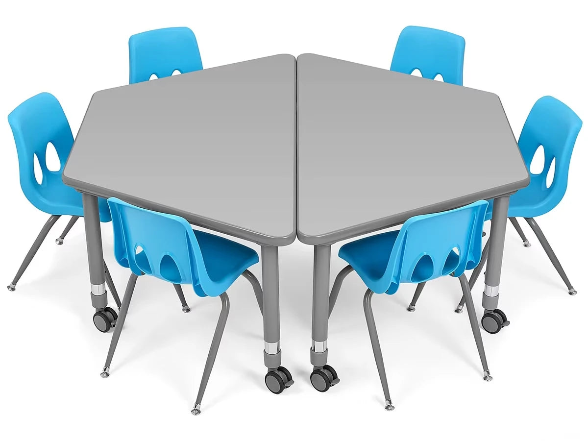 Flex-Space Mobile Trapezoid Table - Gray - US 8694