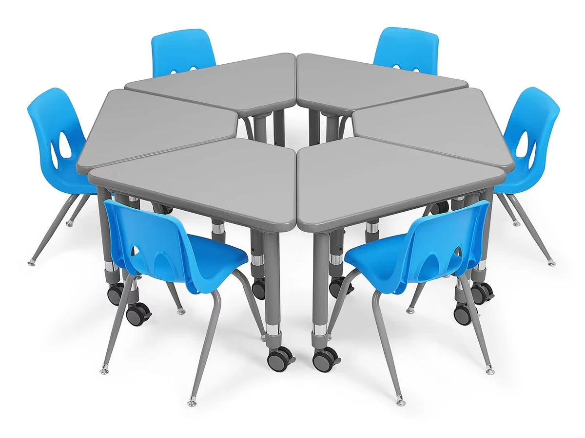 Flex-Space Mobile Wedge Student Desk - Gray - US 5851