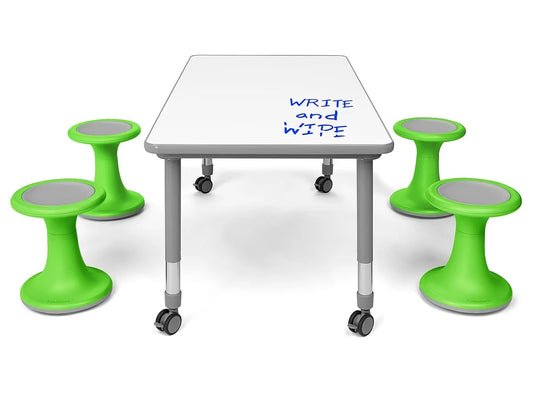 Flex-Space Write & Wipe Table & Wobble Chairs Bundle - US 1049