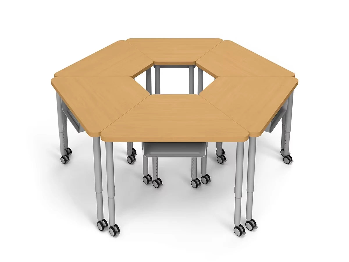 Modern Edge Mobile Trapezoid Student Desk with Book Box - US 3822