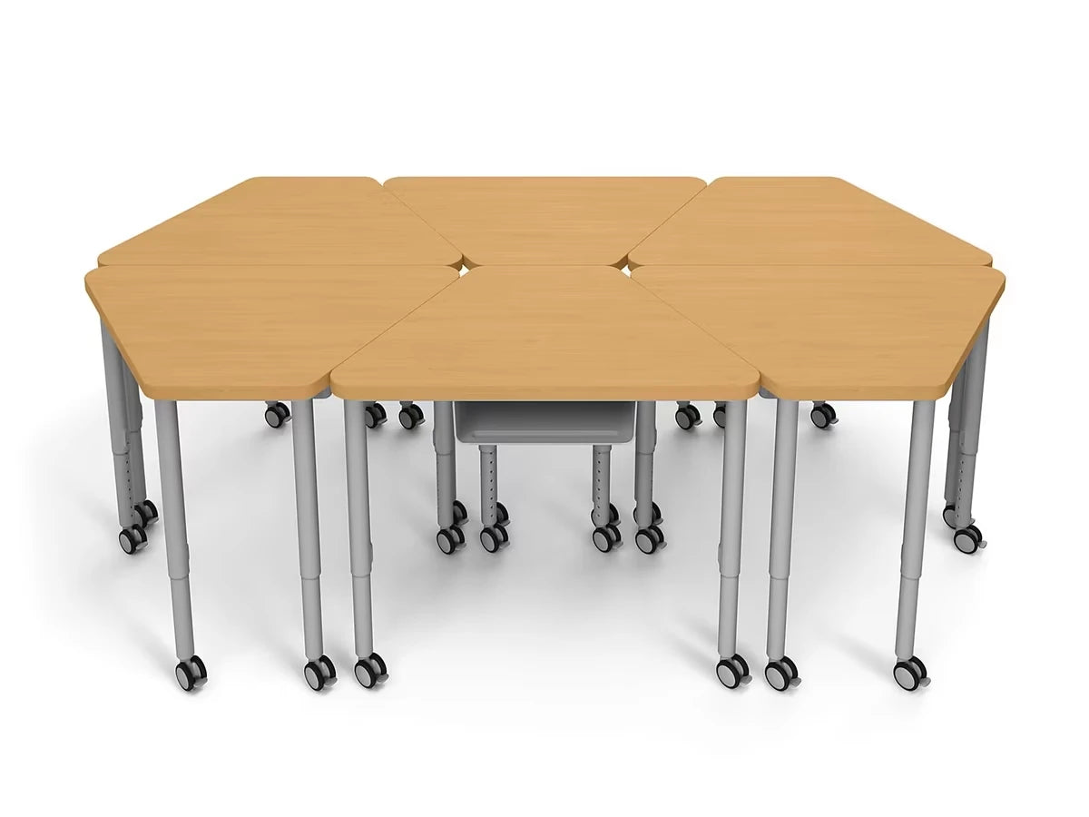 Modern Edge Mobile Trapezoid Student Desk with Book Box - US 3822