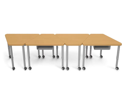 Modern Edge Mobile Trapezoid Student Desk with Book Box - US 3822