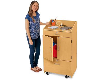 Classic Birch Mobile Locking Teacher Cabinet with Power - US 2817