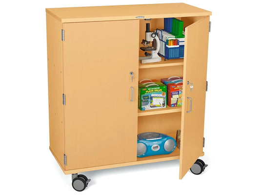 Flex-Space Mobile 3-Shelf Locking Storage Cabinet - Maple - US 5264