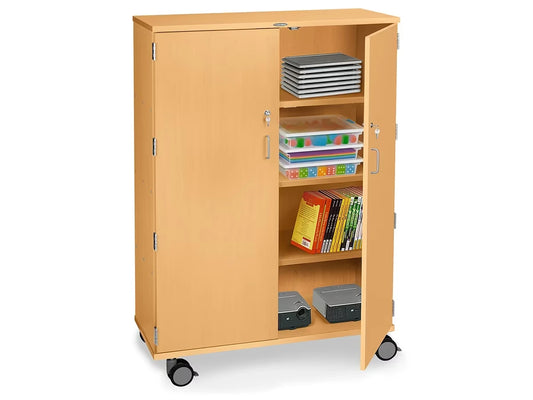 Flex-Space Mobile 4-Shelf Locking Storage Cabinet - Maple - US 6926